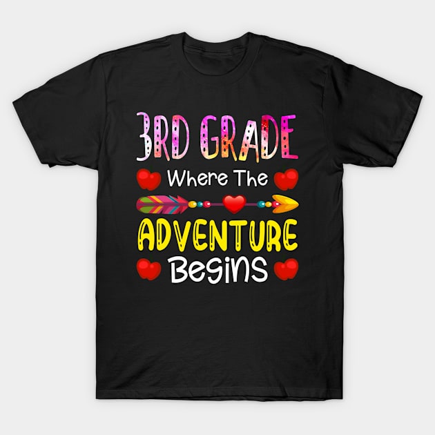 Kids Third Grade Where The Adventure Begins Cute Gift T-Shirt by schirmerbas